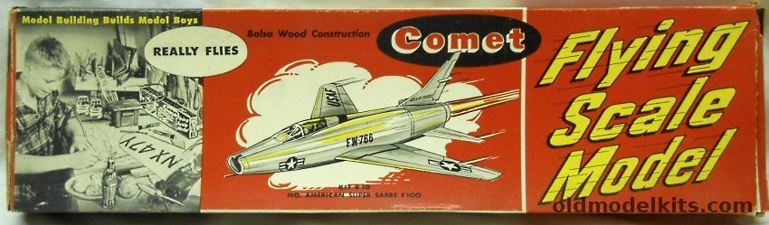 Comet North American F-100 Super Sabre - 12.7 Inch Wingspan Flying Balsa Airplane - Coke Bottle Issue, R10-59 plastic model kit